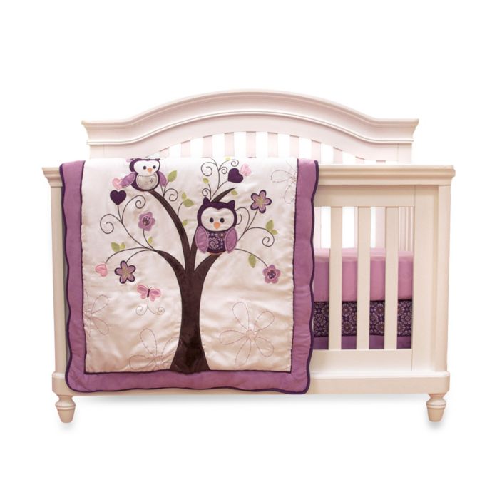 Baby S First By Nemcor 4 Piece Plum Owl Meadow Crib Bedding Set