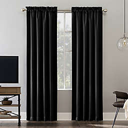 Sun Zero® Oslo 84-Inch Rod Pocket 100% Blackout Window Curtain Panel in Black (Single)