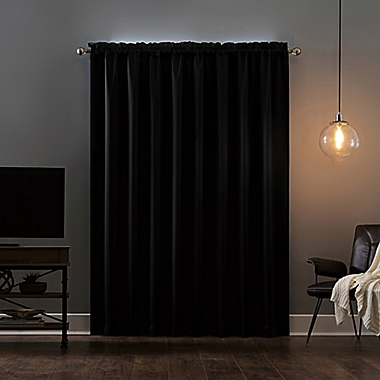 Sun Zero&reg; Oslo 84-Inch Rod Pocket 100% Blackout Window Curtain Panel in Black (Single). View a larger version of this product image.