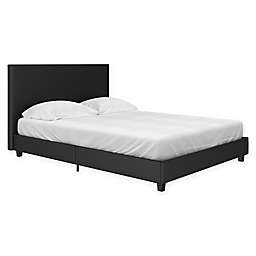EveryRoom Celena Queen Faux Leather Upholstered Bed Frame in Black