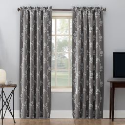 Sun Zero® Floral Embroidery 95-Inch Total Blackout Curtain Panel in Steel Gray (Single)
