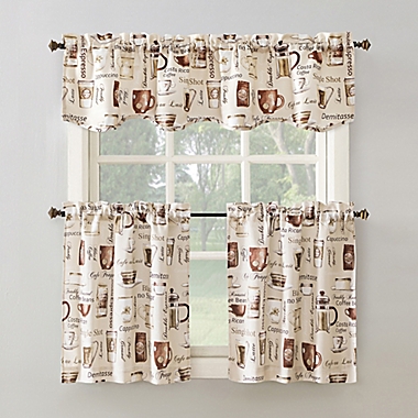 No.918&reg;Bristol Coffee Shop 24-Inch 3-piece Kitchen Window Curtain Valance and Tiers Set. View a larger version of this product image.