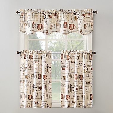 No.918&reg;Bristol Coffee Shop 24-Inch 3-piece Kitchen Window Curtain Valance and Tiers Set. View a larger version of this product image.