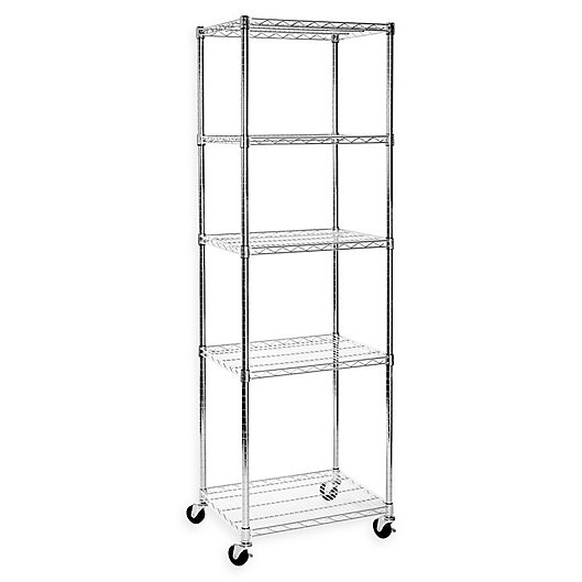 Steel Wire Shelving System With Wheels, Seville Classics Chrome Wire Shelving