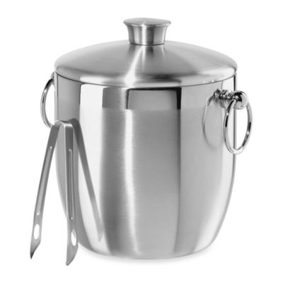 small ice bucket with lid and tongs