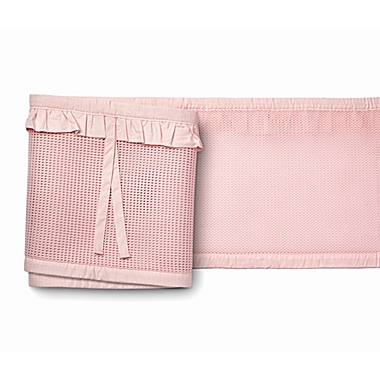 BreathableBaby&reg; Ruffled Deluxe Mesh Crib Liner in Blush. View a larger version of this product image.