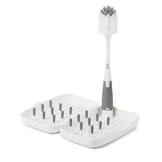 Alternate image 1 for OXO Tot® On-The-Go 2-Piece Drying Rack and Bottle Brush Set in Grey
