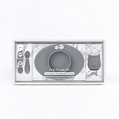 ezpz&trade; 4-Piece First Foods Set in Grey. View a larger version of this product image.