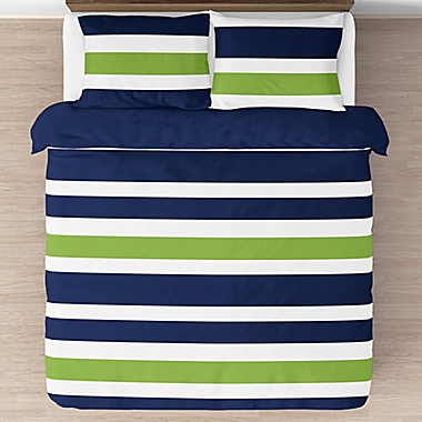 Sweet Jojo Designs Navy and Lime Stripe Bedding Collection. View a larger version of this product image.
