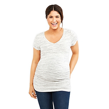 Motherhood Maternity&reg; Space-Dye Side Ruched Maternity T-Shirt in Grey. View a larger version of this product image.