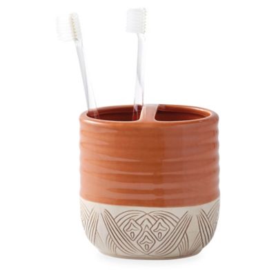 Tommy Bahama&reg; Pineapple Palm Ceramic Toothbrush Holder in Red