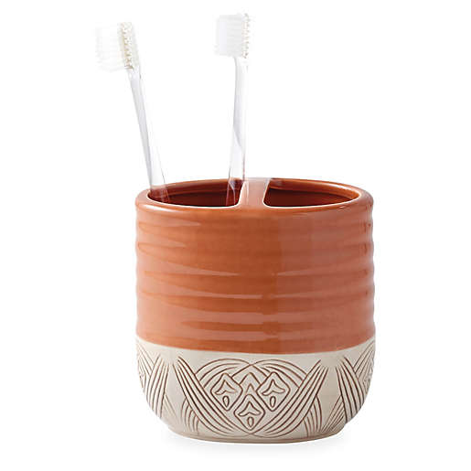Bathroom Decorative Tommy Bahama Rinse Cup Toothbrush Decor Tropical Tan Ceramic 