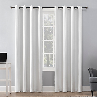 Sun Zero&reg; Duran 95-Inch Grommet 100% Blackout Window Curtain Panel in White (Single). View a larger version of this product image.