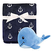 Hudson Baby&reg; 2-Piece Anchor Whale Plush Blanket and Toy Set in Blue