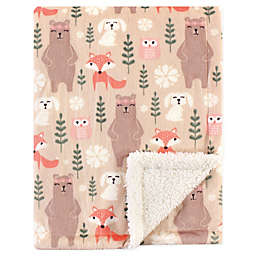 Hudson Baby® Minky Blanket with Sherpa Back in Forest Pink