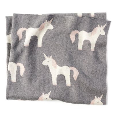 Mud Pie&reg; Knit Unicorn Receiving Blanket in Grey