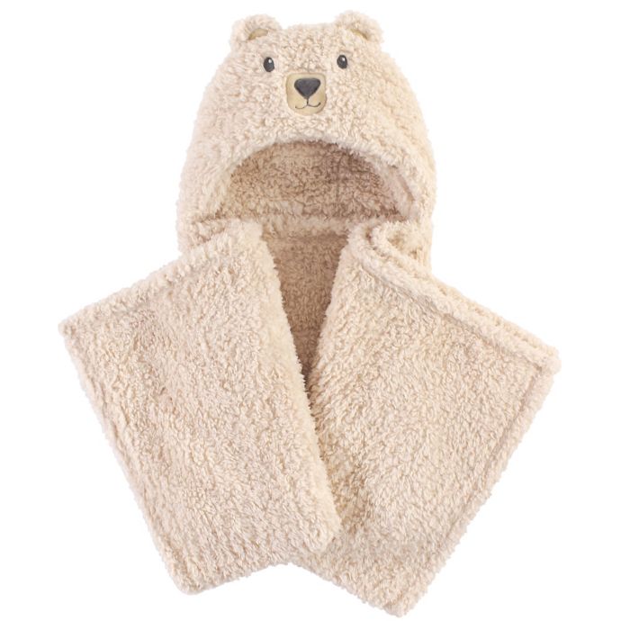 Hudson Baby® Cozy Bear Plush Hooded Blanket in Brown | Bed Bath & Beyond
