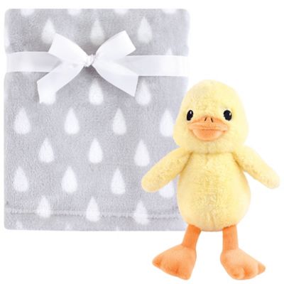 Hudson Baby&reg; 2-Piece Duck Plush Blanket and Toy Set in Yellow/Grey