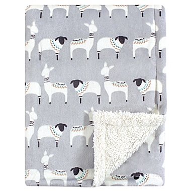 Hudson Baby&reg; Minky Blanket with Sherpa Back in Llama. View a larger version of this product image.