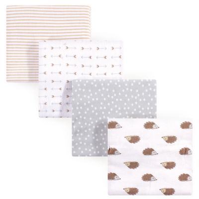 Hudson Baby&reg; Hedgehog Flannel 4-Pack Receiving Blankets in Brown
