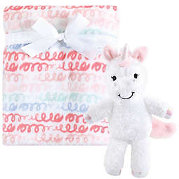 Hudson Baby® 2-Piece Snuggly Unicorn Plush Blanket and Toy Set in Pink