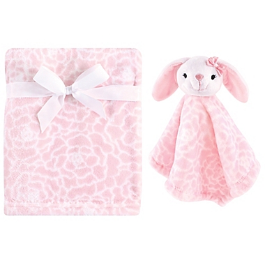Hudson Baby&reg; Bunny Plush Security Blanket Set in Pink. View a larger version of this product image.