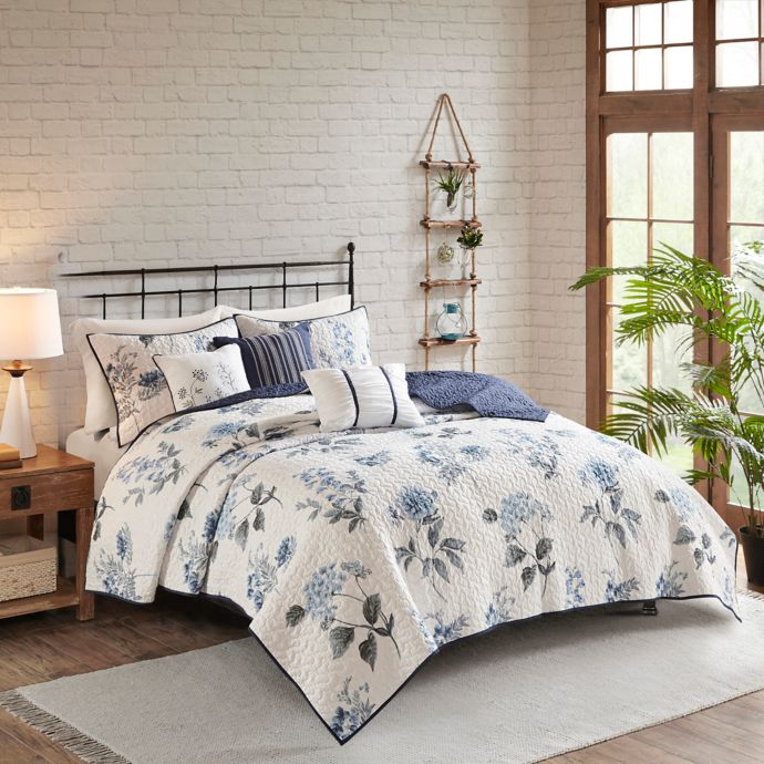 Madison Park Zennia Printed Seersucker 6 Piece Coverlet Set Bed