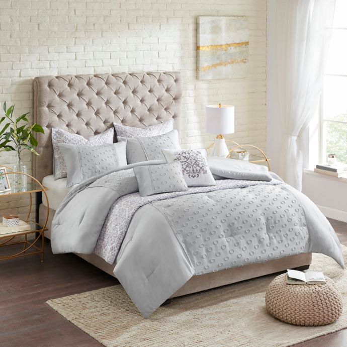 Madison Park Evie Clipped Jacquard 8 Piece Comforter And Coverlet