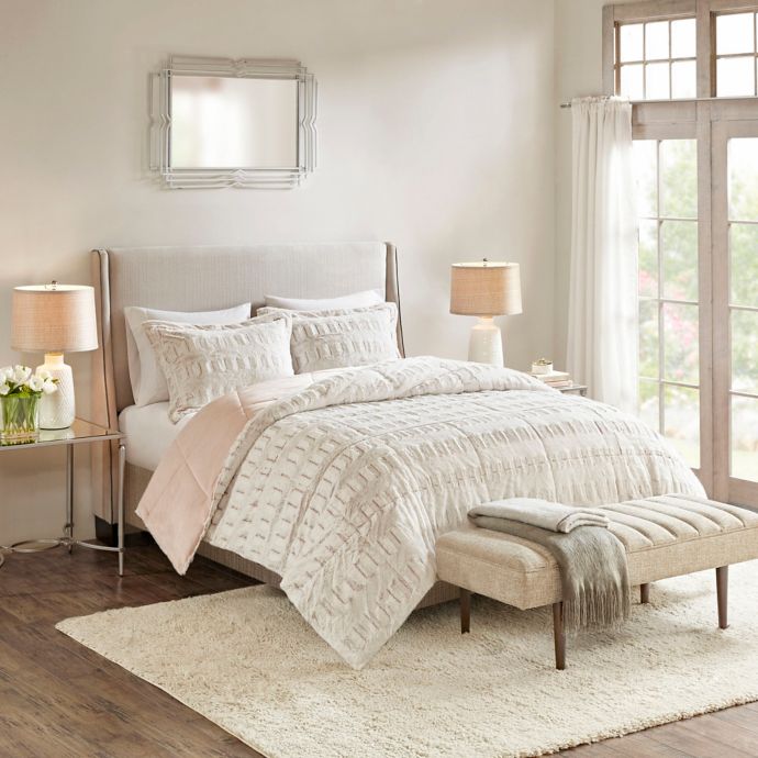 Madison Park Gia Back Print Long Fur 3 Piece Comforter Mini Set
