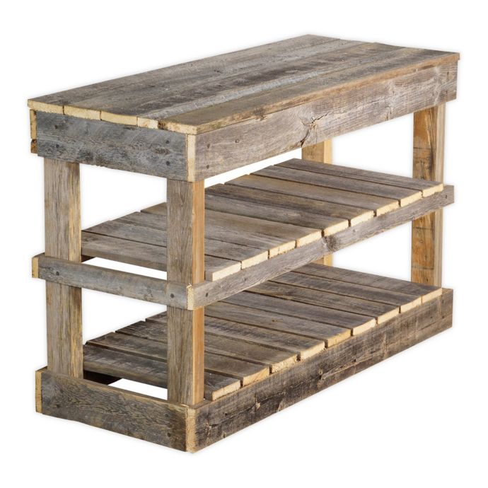 Del Hutson Designs Reclaimed Barnwood Shoe Rack Bench Bed Bath Beyond