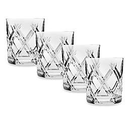 Top Shelf Hand Cut Crystal Bevel Double-Old Fashioned Glasses (Set of 4)