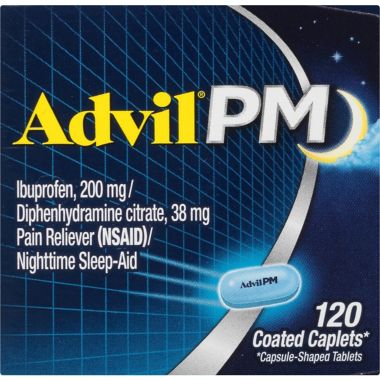 Advil&reg; PM 120-Count Pain Reliever and Nighttime Sleep-Aid Caplets. View a larger version of this product image.