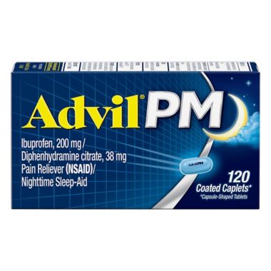 Advil&reg; PM 120-Count Pain Reliever and Nighttime Sleep-Aid Caplets. View a larger version of this product image.