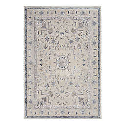 Nourison Sleek Textures Floral Persian Area Rug in Ivory/Grey