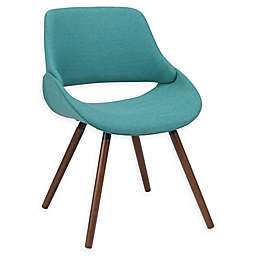 Simpli Home Malden Woven Fabric Bentwood Dining Chair in Turquoise Blue