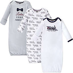 Hudson Baby® Size 0-6M 3-Pack Train Gowns in Grey/White