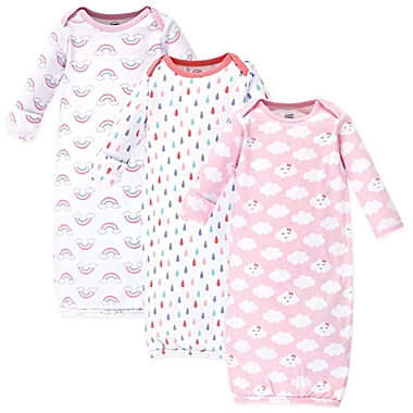 Luvable Friends&reg; Size 0-6M 3-Pack Clouds Gowns in Pink. View a larger version of this product image.