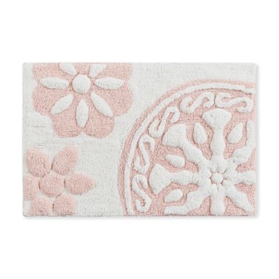 20"x30" Tunisia Medallion Cotton Tufted Bath Rug Blush: Madison Park, Modern Rectangle Bathroom Mat, Machine Washable