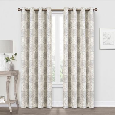 Bed Bath Beyond Canadaquinn Medallion 63 Inch Blackout Grommet Window Curtain Panel In Natural Dailymail