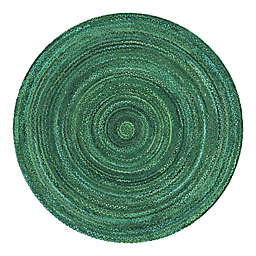 Unique Loom Braided Chindi 8' Round Area Rug in Green