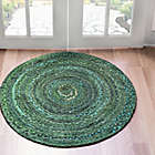 Alternate image 1 for Unique Loom Braided Chindi 8&#39; Round Area Rug in Green