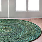 Alternate image 2 for Unique Loom Braided Chindi 8&#39; Round Area Rug in Green