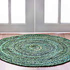 Alternate image 3 for Unique Loom Braided Chindi 8&#39; Round Area Rug in Green