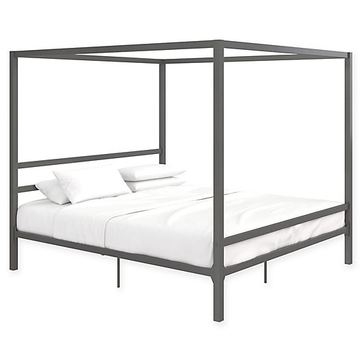 Alternate image 1 for EveryRoom Cara Metal Canopy King Bed in Gunmetal Grey
