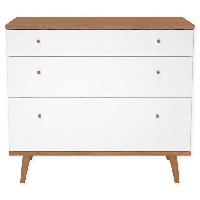 Midtown Concept Mid Century 3 Drawer Dresser In White Bed Bath