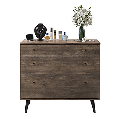 Midtown Concept&trade; Mid-Century 3-Drawer Dresser in Brown. View a larger version of this product image.