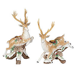 Fitz and Floyd® Forest Frost Leaping Deer Candle Holders (Set of 2)