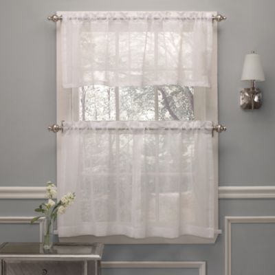 Crushed Voile Window Curtain Tier Pair and Valance