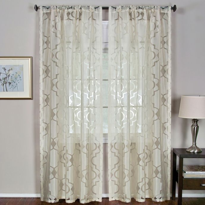 Elrene Montego Burnout Trellis Sheer Rod Pocket Window Curtain