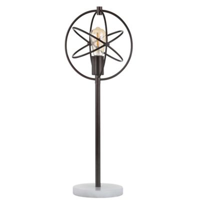 JONATHAN Y Atomic Caged Edison Bulb Modern LED Table Lamp in Oil Rubbed Bronze with Metal Shade